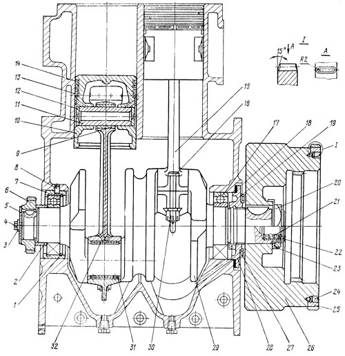 Кривошипно-шатунный механизм пускового двигателя